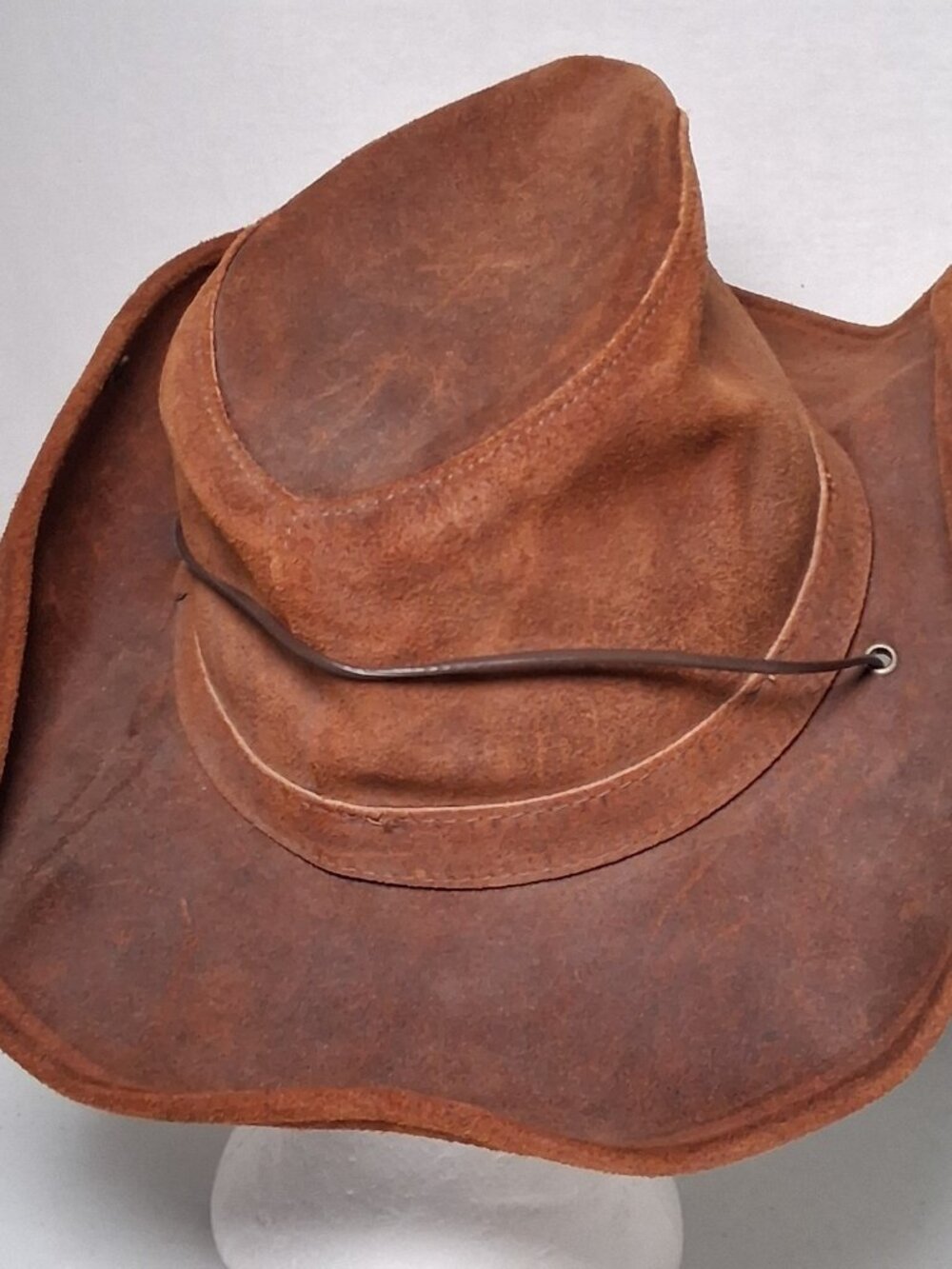 Minnetonka The Aussie Hat Small Brown Leather Outback Snap Boho Western Ranch - Picture 15 of 16